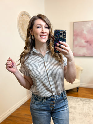 Laura Striped Button-Up Top