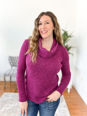 Kerri Cowl-Neck Brushed Sweater