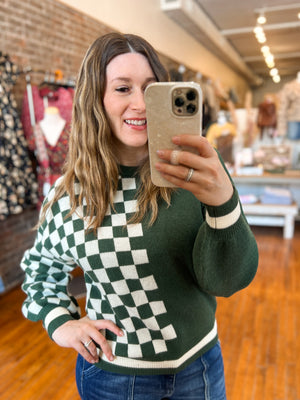 Emerson Checkered Crew-Neck Sweater