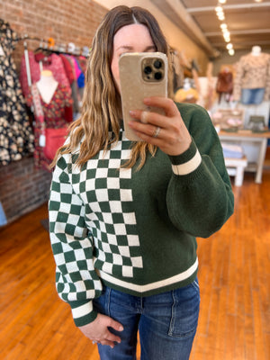 Emerson Checkered Crew-Neck Sweater