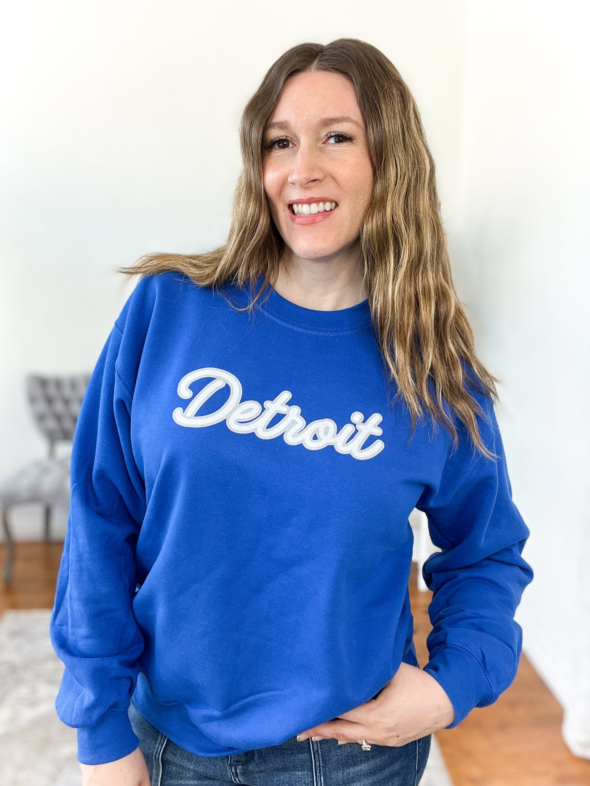 Detroit Glitter Crewneck Sweatshirt