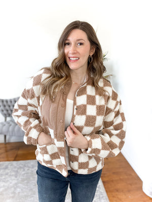 Shelly Snap-Front Checkered Jacket