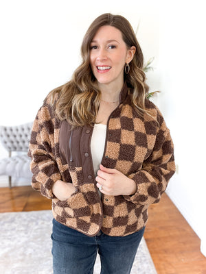 Shelly Snap-Front Checkered Jacket