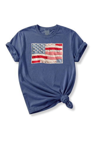 Quilted American Flag Graphic Tee