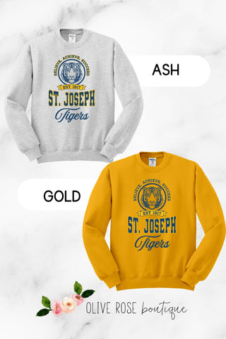 St. Joseph Tiger Stamp Sweatshirt 🐯SCHOOL UNIFORM APPROVED🐯 (MADE TO ORDER)