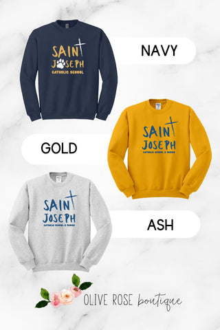Saint Joseph Paint Print Crewneck Sweatshirt 🐯SCHOOL UNIFORM APPROVED🐯 (MADE TO ORDER)