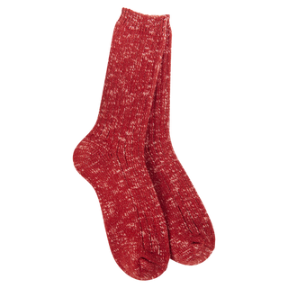 Weekend Cotton Slub Marled Crew Socks - Strawberry