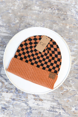 Checkered Pattern Beanie Hat