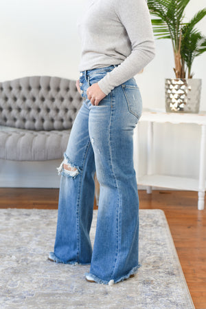 Donna Mid-Rise Wide Leg Risen Jeans