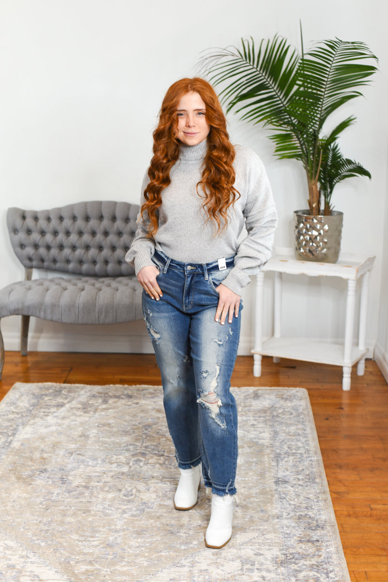 Alessandra Distressed Straight Judy Blue Jeans FINAL SALE