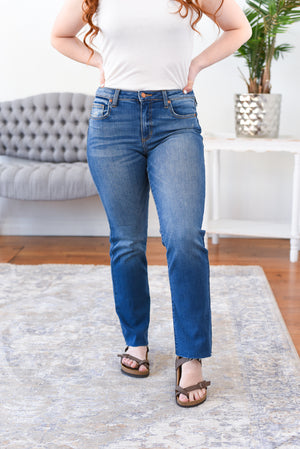 Kate Mid Rise Slim Straight Sneak Peek Jeans