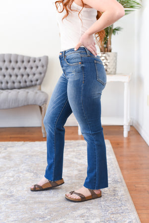 Kate Mid Rise Slim Straight Sneak Peek Jeans